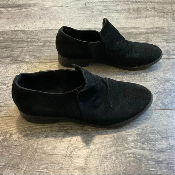 Eileen Fisher Black Suede Vero Cuoio Slip On‎ Loafer Size 6 1/2 - Picture 1 of 11